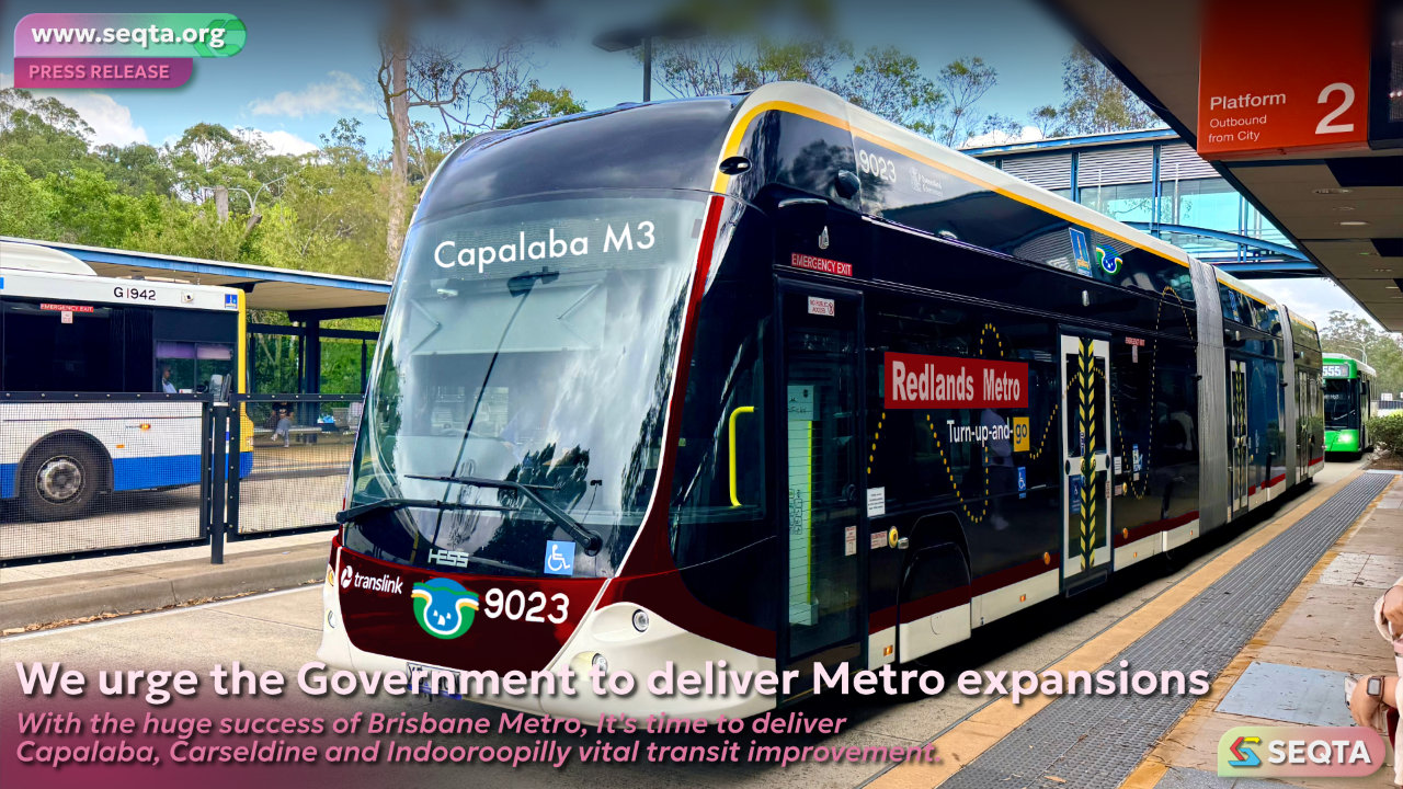 SEQTA are urging the QLD Government to deliver vital metro expansions.